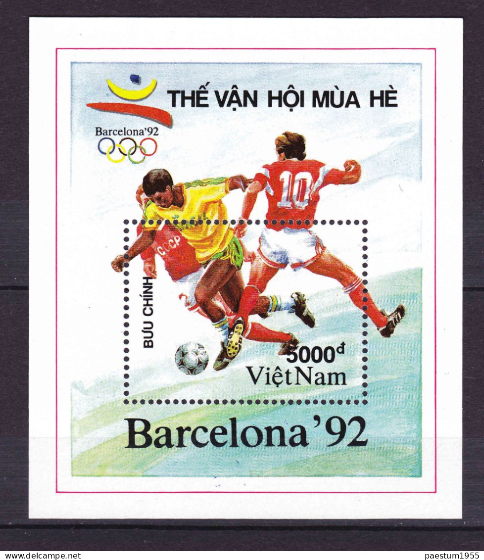 Feuillet Neuf** MNH 1991 Viêt-Nam Vietnam Jeux Olympiques D'été 1992 BARCELONE FOOTBALL Mi:VN BL86 Yt:VN BF86 - Vietnam