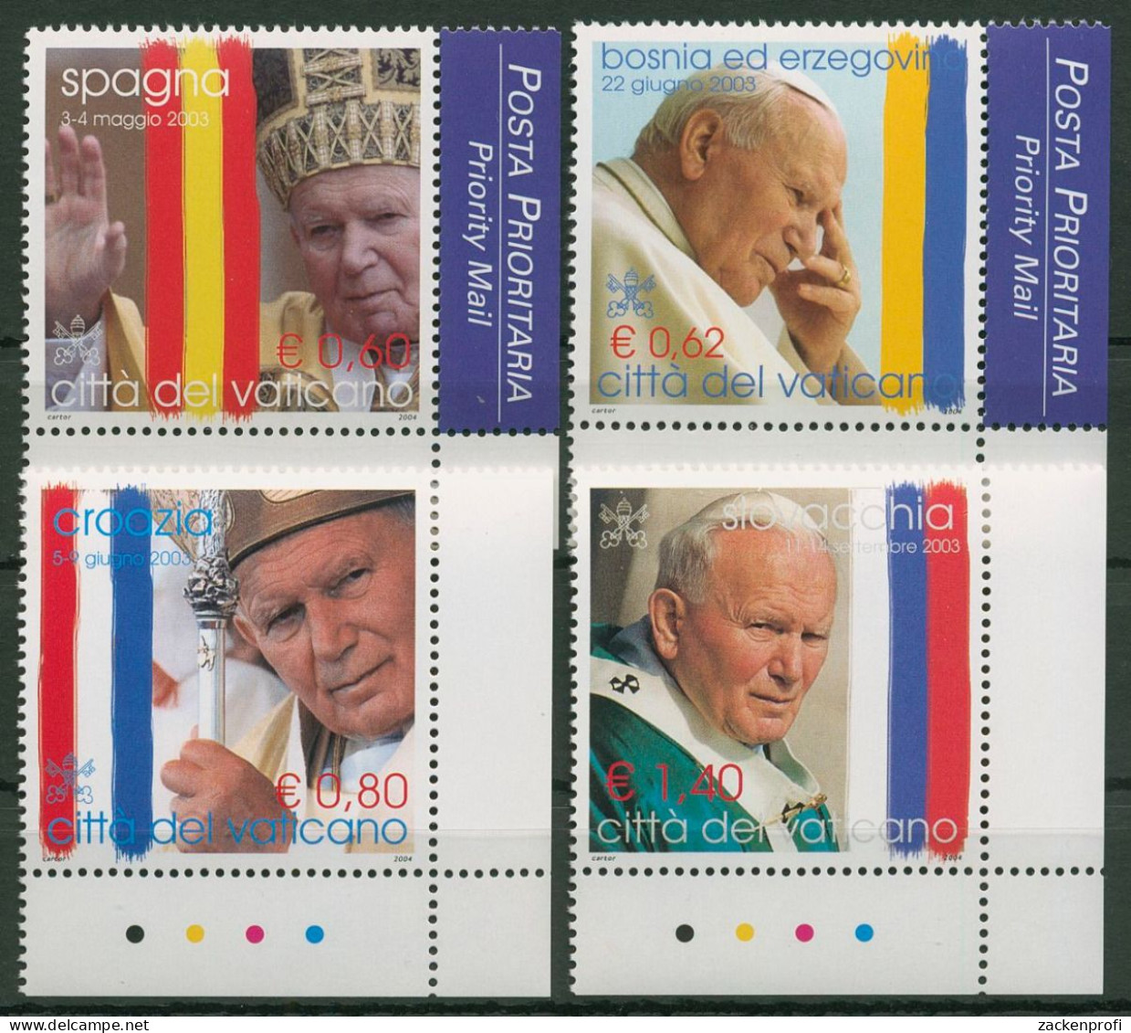 Vatikan 2004 Die Weltreisen Von Papst Johannes Paul II. 1484/87 Postfrisch - Ungebraucht