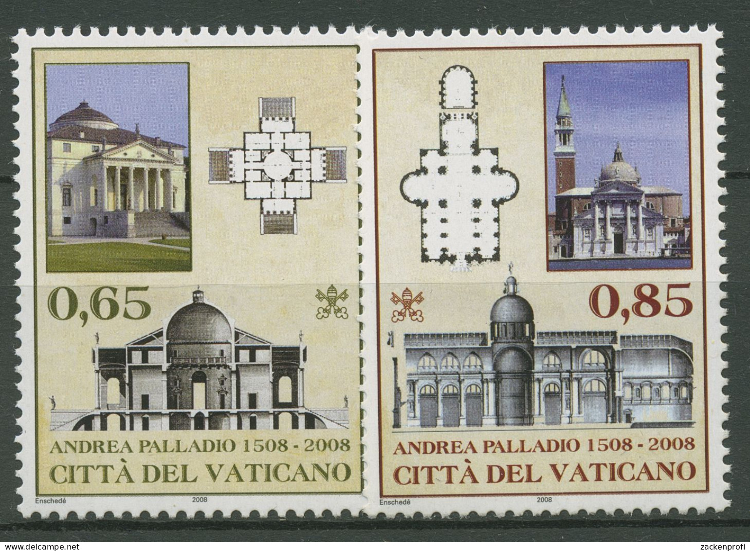 Vatikan 2008 Architekt Palladio Bauwerke Kirchen 1623/24 Postfrisch - Neufs
