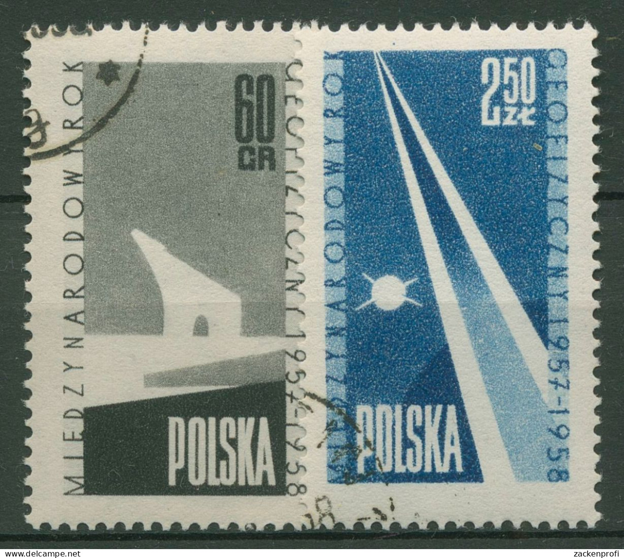 Polen 1958 Geophysikalisches Jahr Eisbär Satellit 1061/62 Gestempelt - Gebruikt