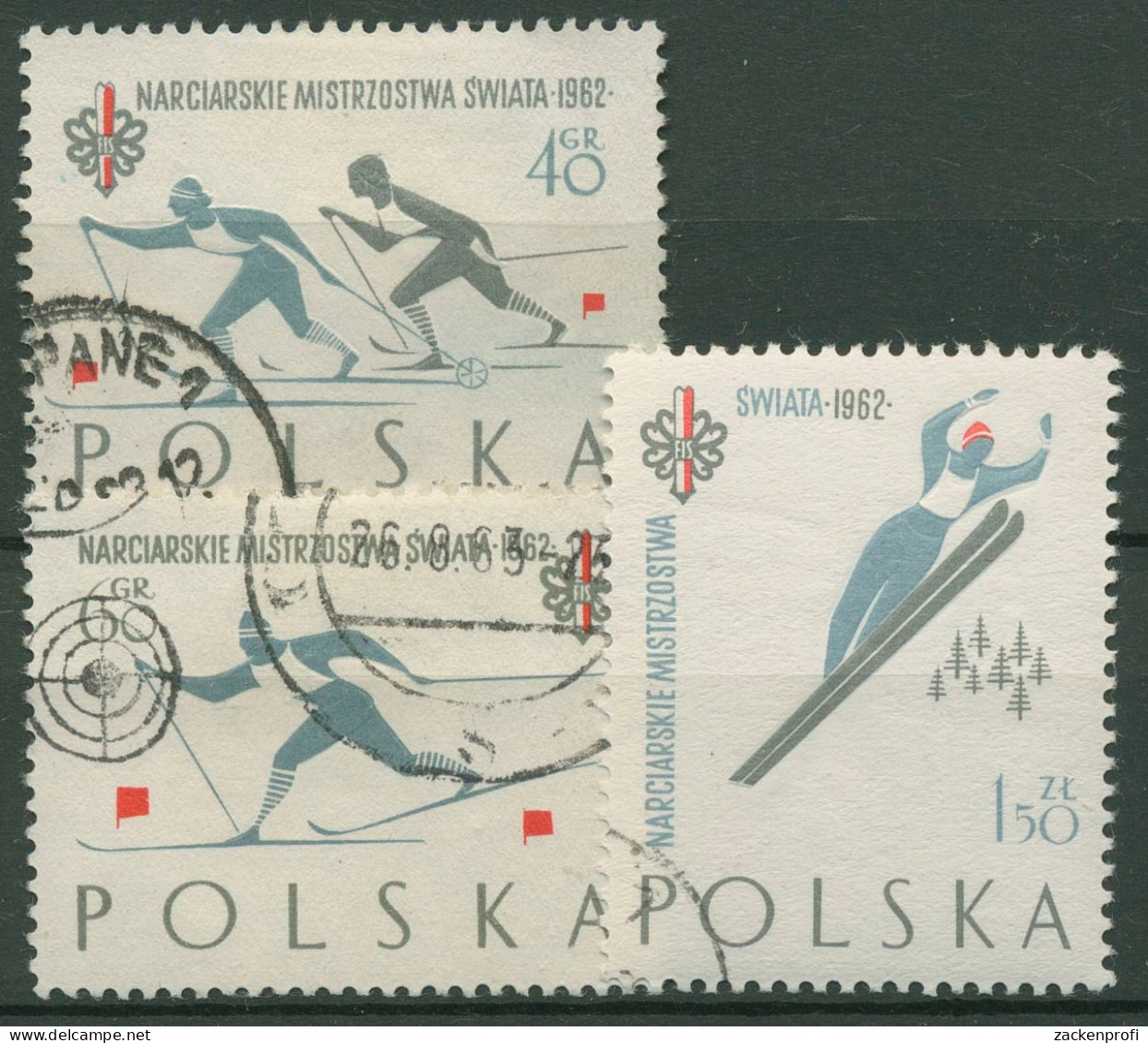 Polen 1962 Nordische Ski-WM Zakopane 1294/96 A Gestempelt - Gebruikt