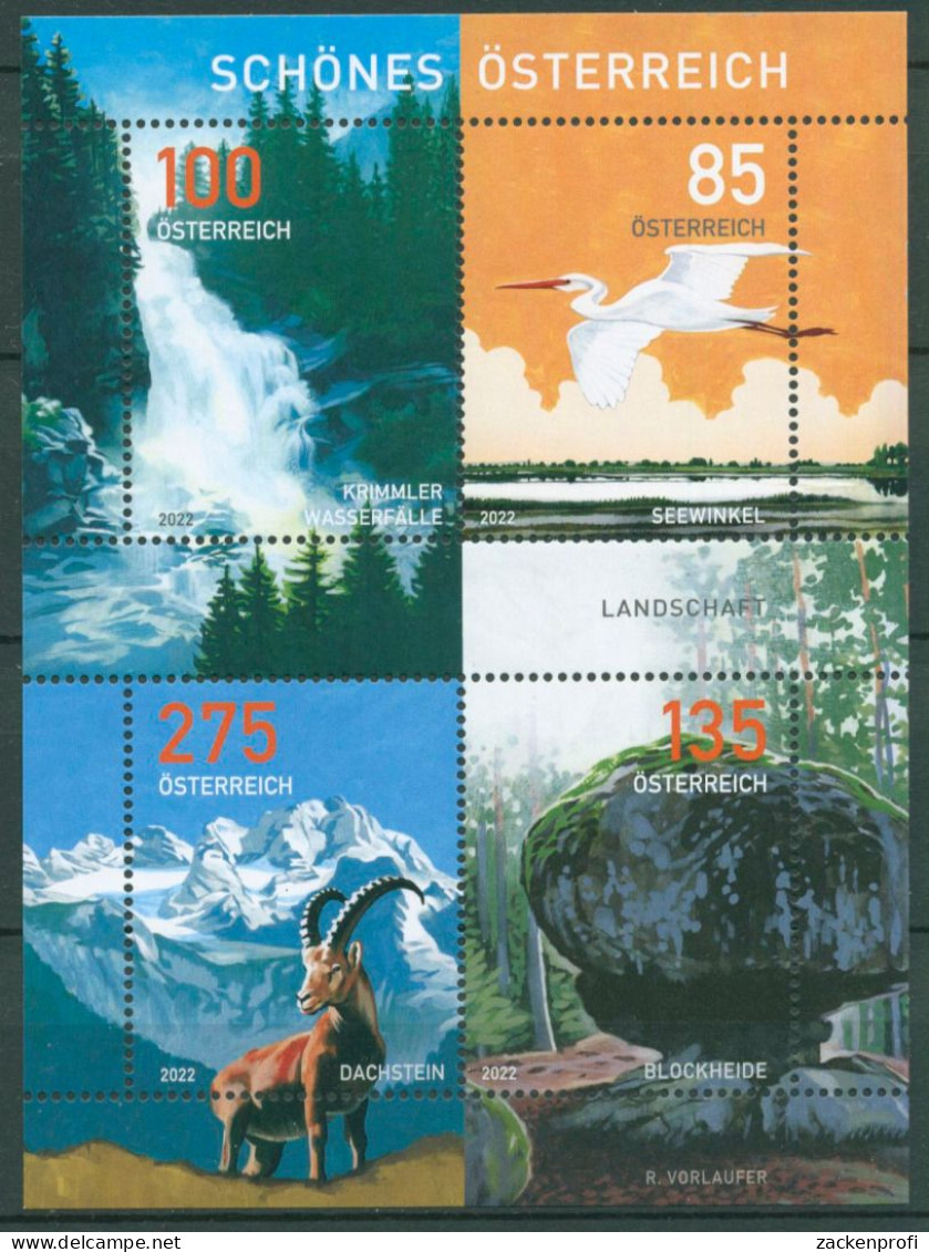 Österreich 2022 Landschaften Block 134 Postfrisch (C63216) - Blocks & Kleinbögen