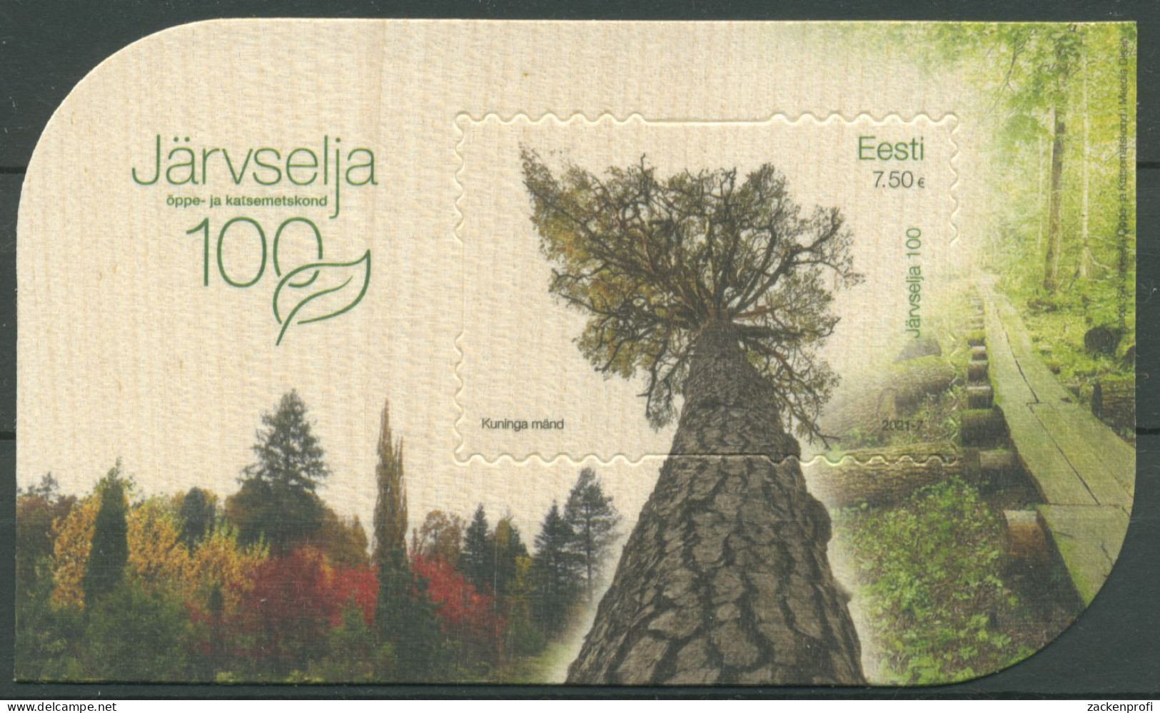 Estland 2021 Versuchswald Waldbäume Block 53 Postfrisch (C63200), Holzfurnier - Estonia