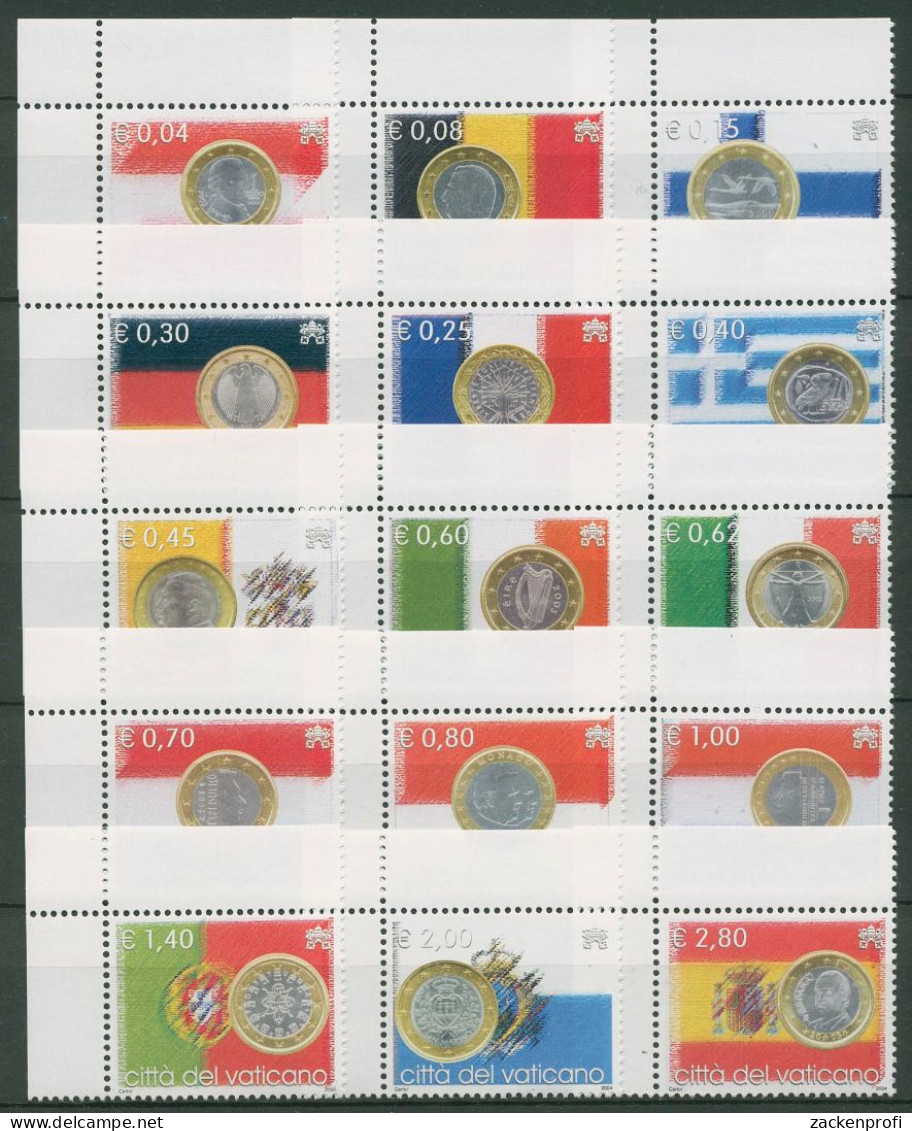 Vatikan 2004 Währungsunion Euro-Münzen Flaggen 1491/05 Postfrisch - Neufs