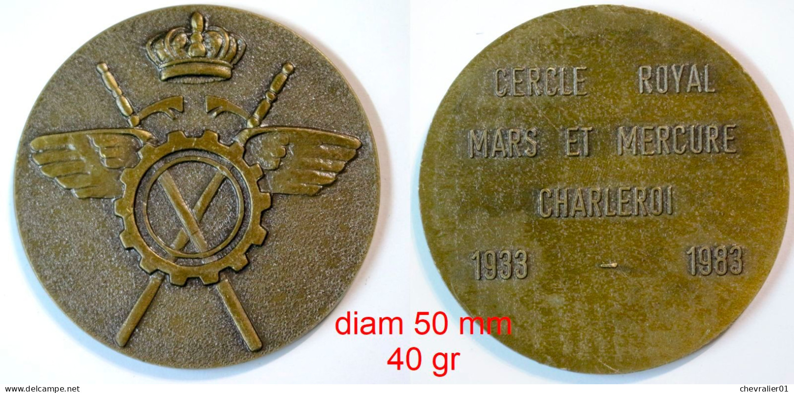 Médaille De Table_Militaria_cercle Royal Mars Et Mercure_Charleroi_1933-1983_50 Ans_21-02 - Belgium