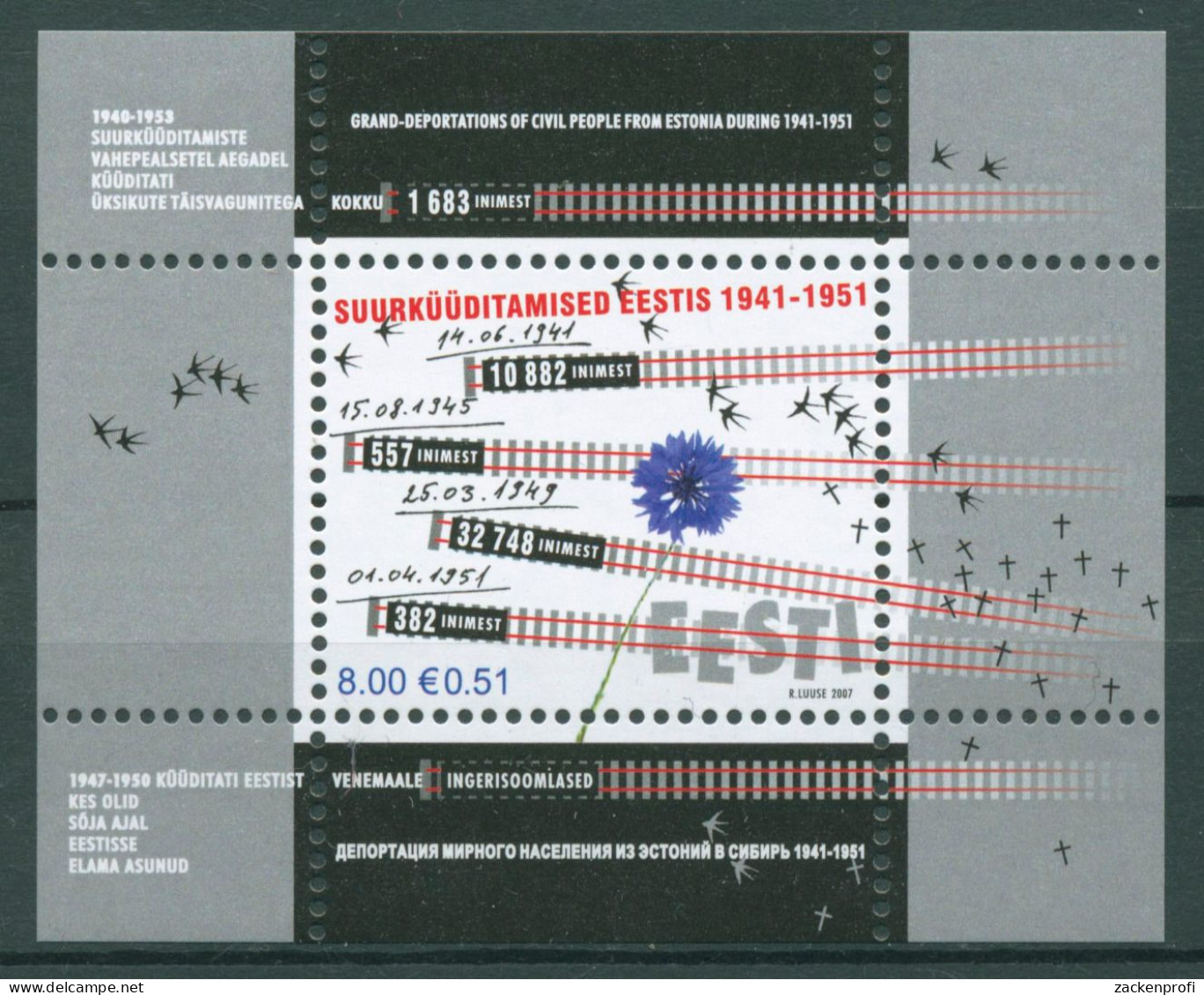 Estland 2007 Deportation Nach Sibirien Block 29 Postfrisch (C63174) - Estonie