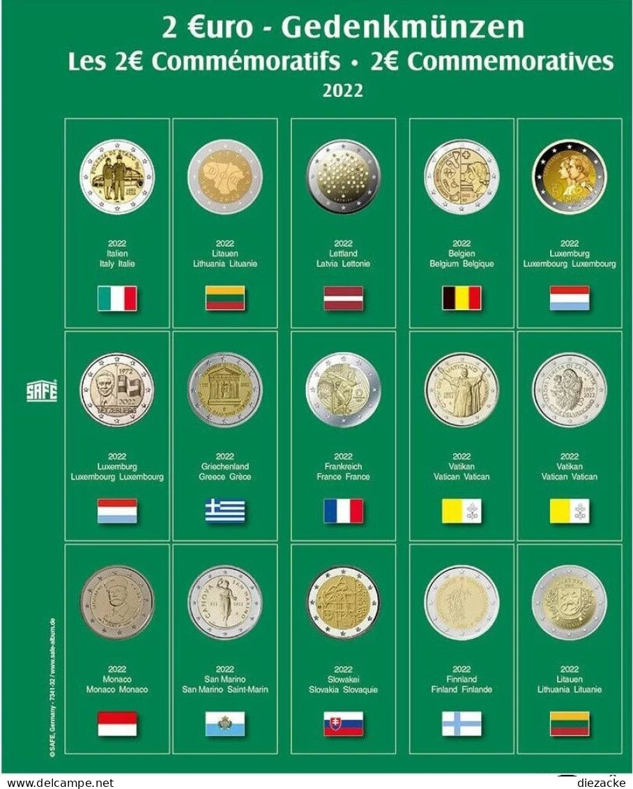 Safe Premium Münzblatt Für 2€-Münzen Des Jahres 2022 Nr. 7341-32 Neu - Zubehör