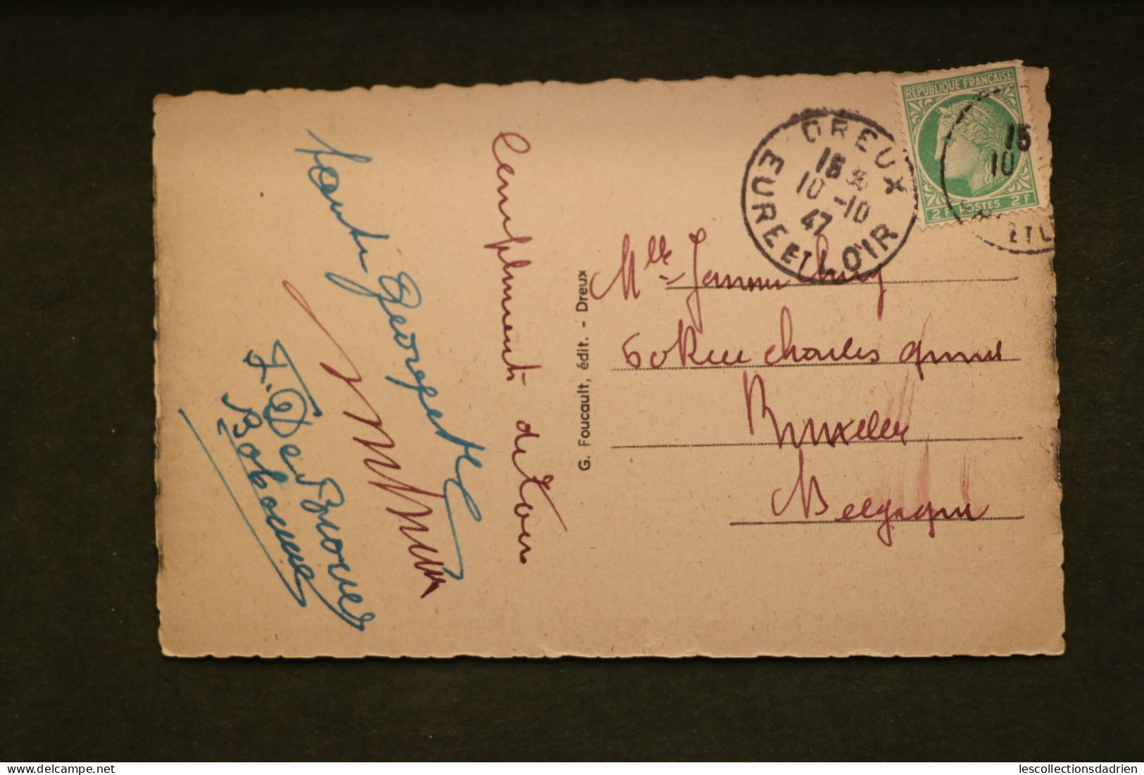 Carte postale ancienne Dreux chapelle Saint-Louis sépulture famille d'Orléans 1947