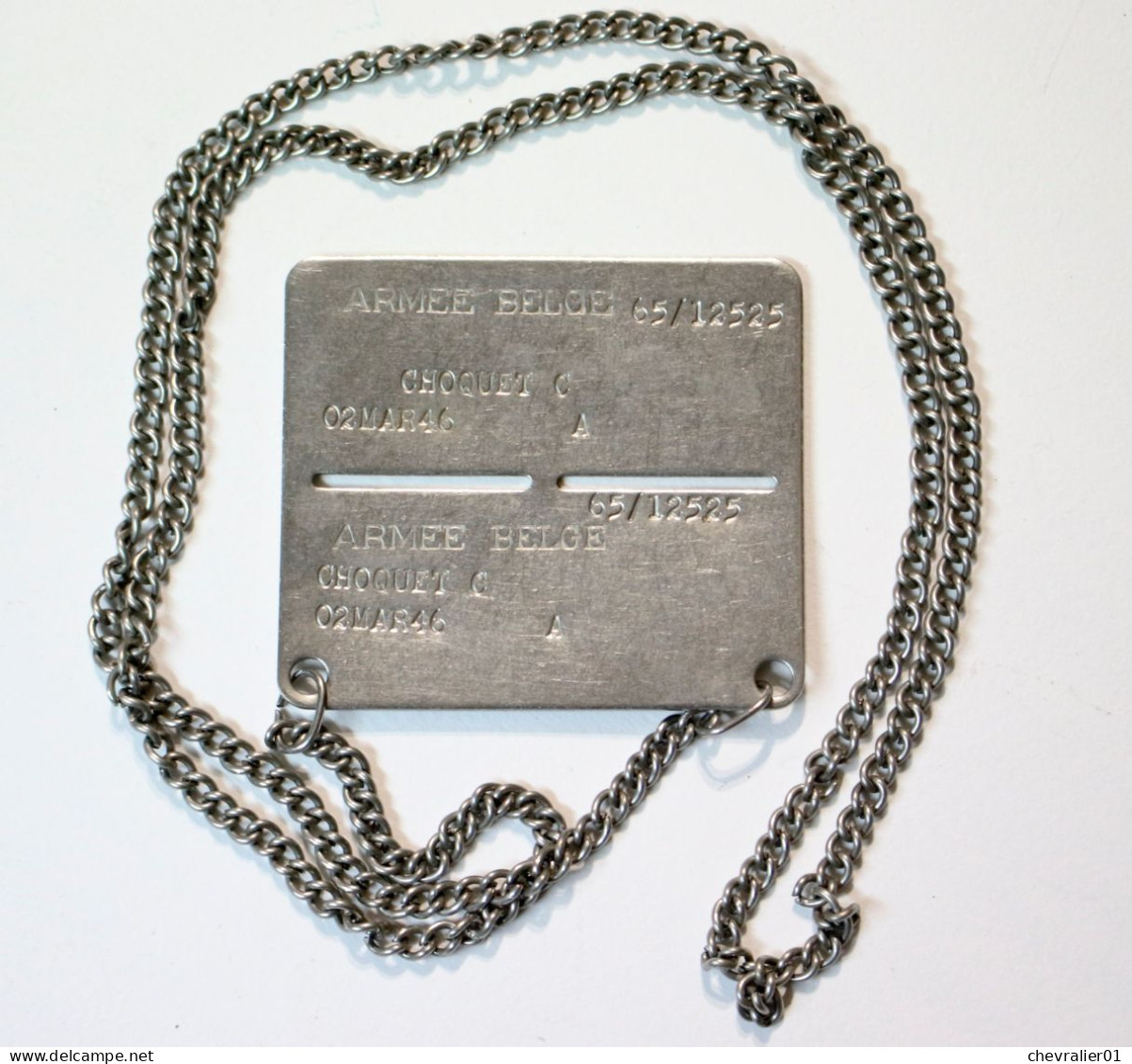 Militaria-BE-accessoires_plaque De Matricule De Soldat Belge_version 3_21-02_D - Heer
