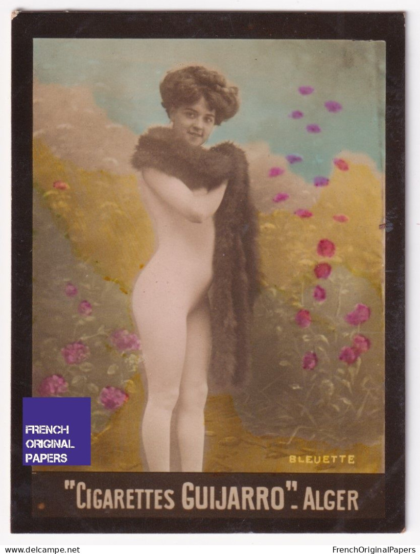 Bleuette -Cigarettes Guijarro 1910 Photo Femme Sexy Lady Pin-up Woman Nue Nude Nu Seins Nus Vintage Alger Artiste A62-11 - Other Brands