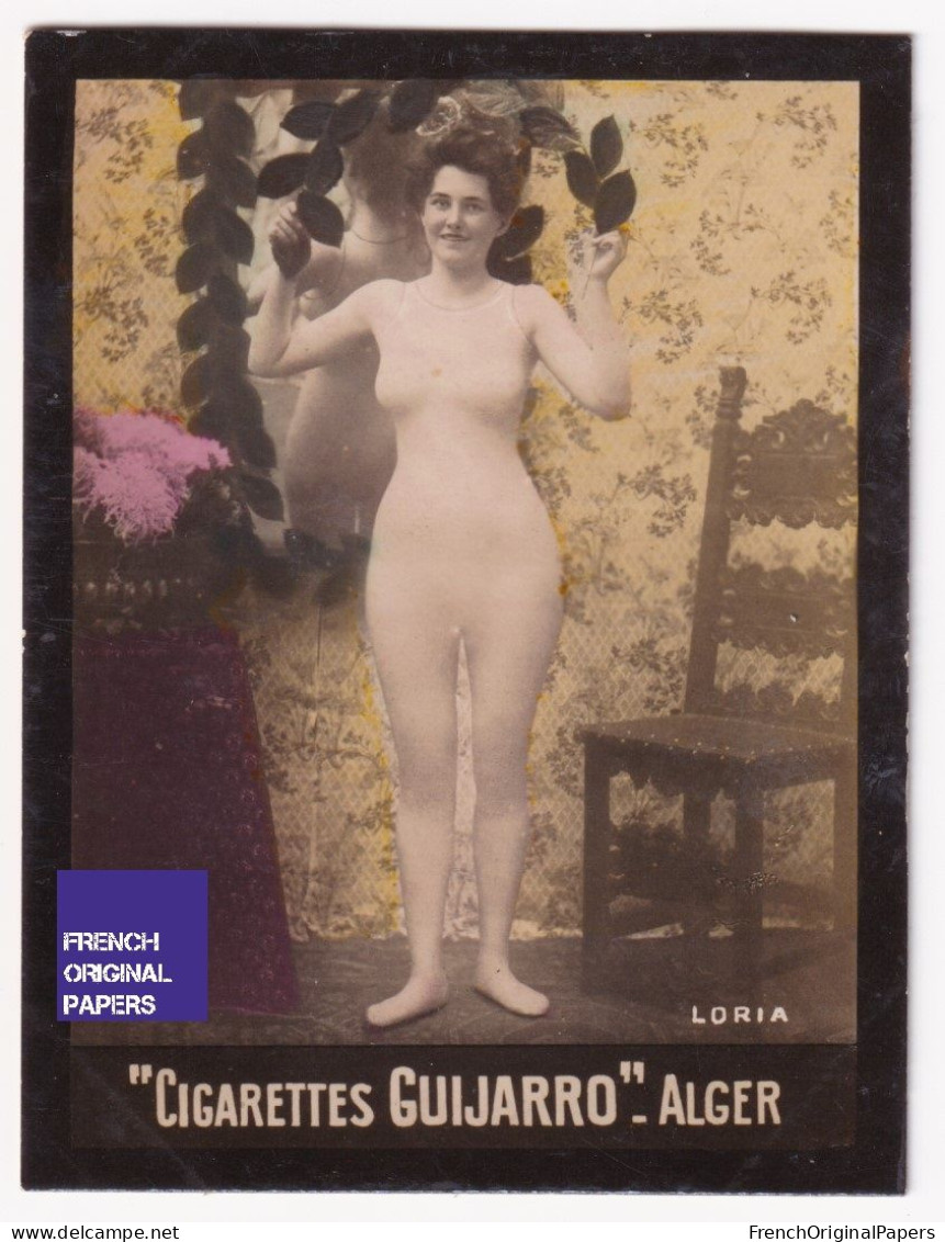 Loria -Cigarettes Guijarro 1910 Photo Femme Sexy Lady Pin-up Woman Nue Nude Nu Seins Nus Vintage Alger Artiste A62-11 - Otras Marcas