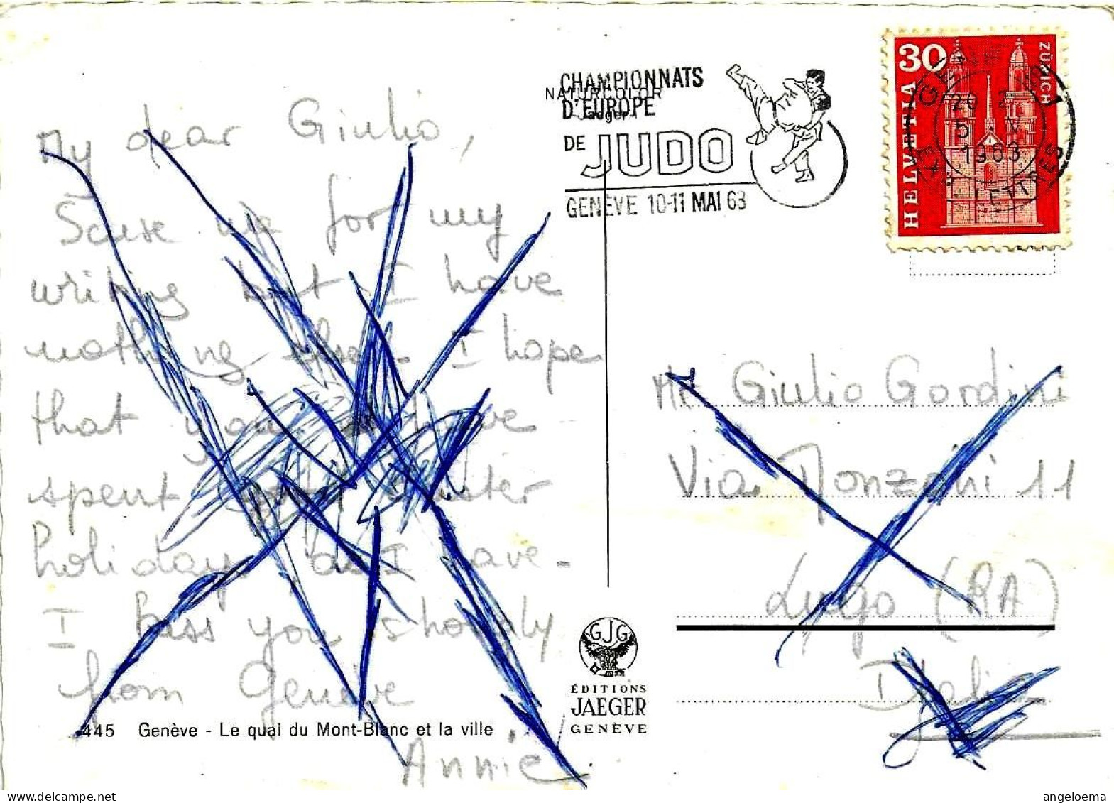 SVIZZERA SWITZERLAND HELVETIA - 1963 GENEVE Campionati Europei JUDO Su Cartolina Illustrata Scarabocchiata - 8672 - Judo