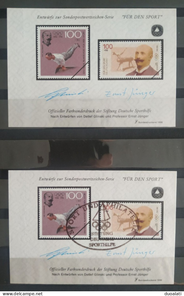 Germany 1996 Offizieller Farbsonderdruck Deutsche Sporthilfe Für Den Sport Gymnastics Carl Schuhmann 2 MNH & CTO - Gymnastik