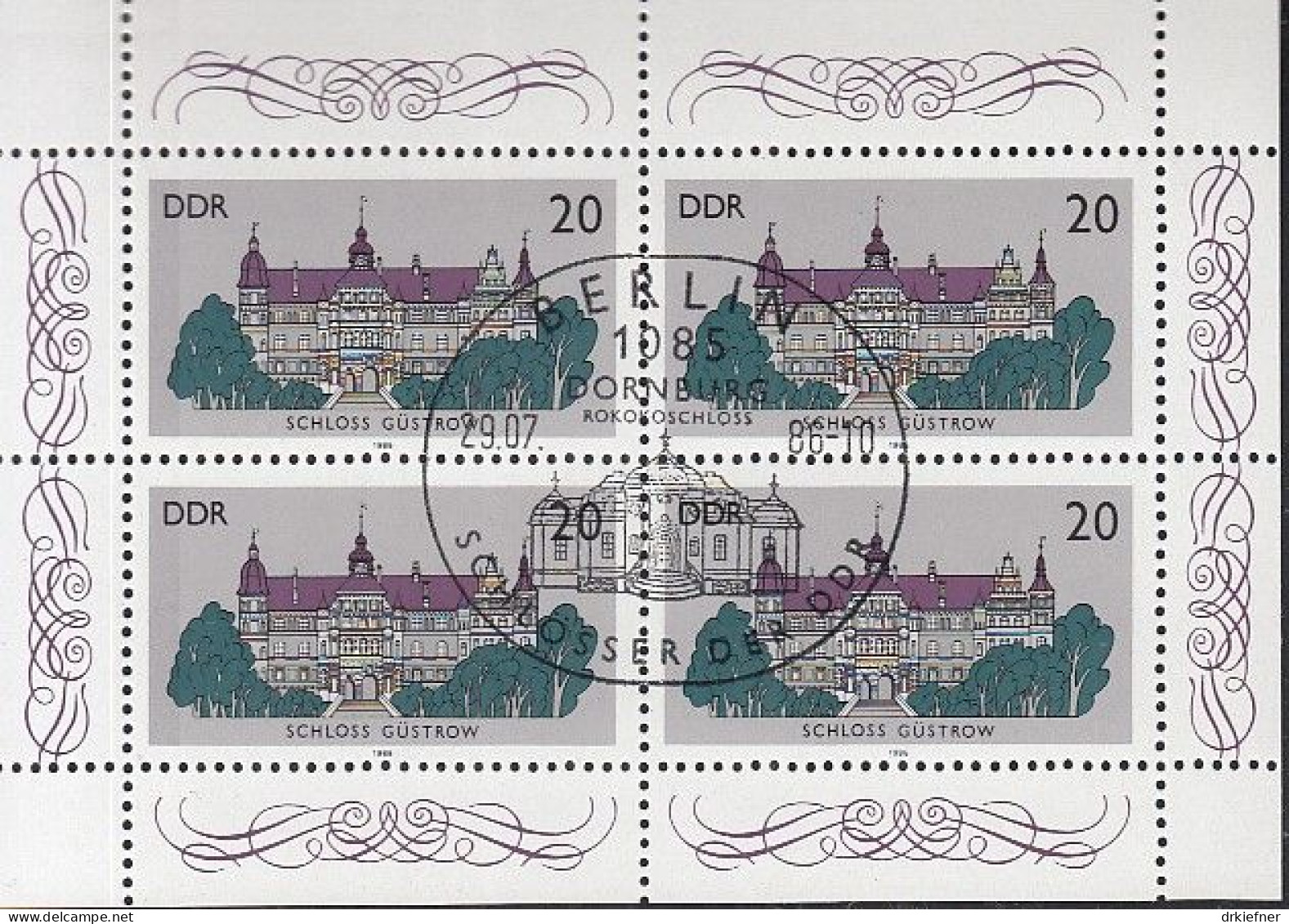 DDR 3033, Kleinbogen, Gestempelt, Schloss Güstrow 1986 - Sonstige & Ohne Zuordnung
