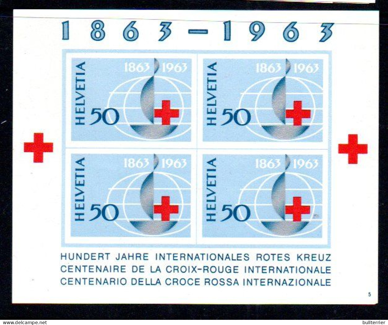 MEDICINE - SWITZERLAND - 1963 - RED CROSS S/SHEET MINT NEVER HINGED SG £11 - Medicina