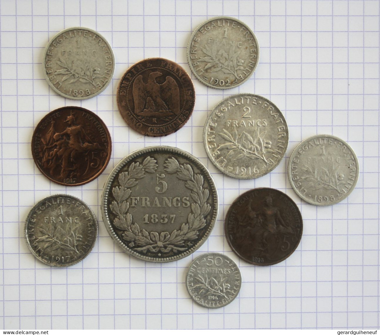 ARGENT & BRONZE : 10 Monnaies Françaises De 1837 à 1917 - Alla Rinfusa - Monete