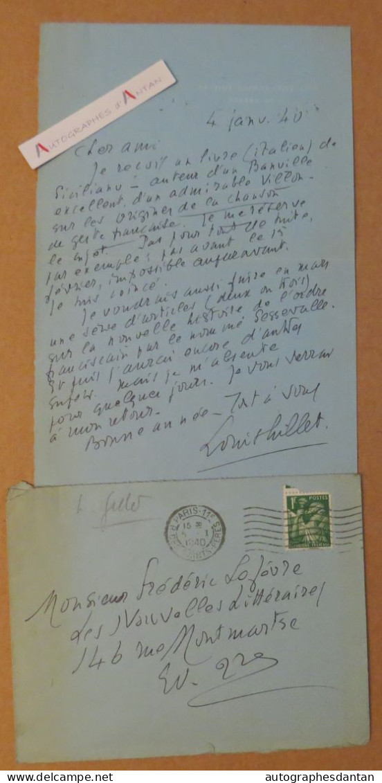 ● L.A.S 1940 Louis GILLET Siciliano - Banville - Sessevalle -lettre Autographe à Frédéric Lefèvre Nouvelles Littéraires - Schrijvers