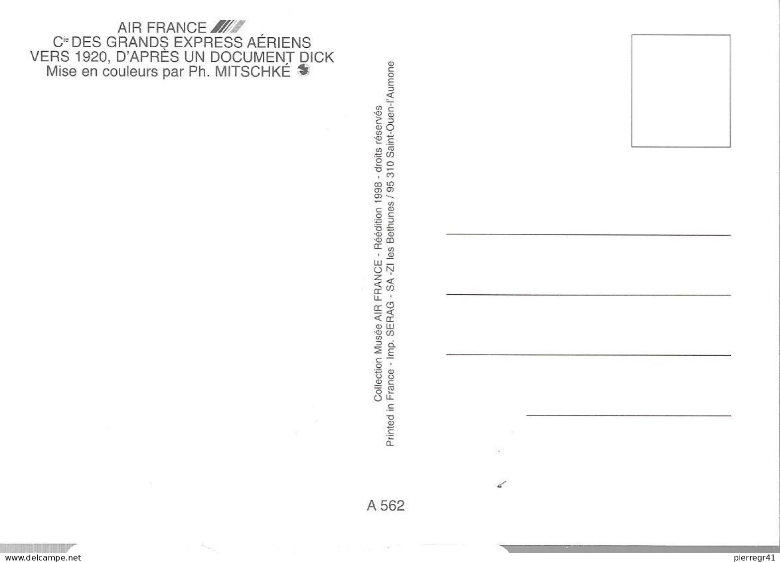 CPA-1980-AFFICHE-COPIE1920-AIR FRANCE-Cie Grands  EXPRESS Aeriens-Paris/Londres--TBE - 1919-1938