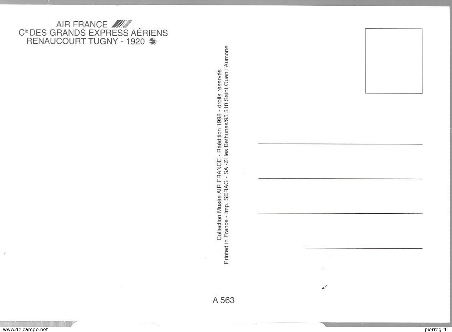 CPA-1980-AFFICHE-COPIE1920-AIR FRANCE-Cie Grands  EXPRESS Aeriens-Paris/Londres-Renaucourt Tugny-TBE - 1919-1938