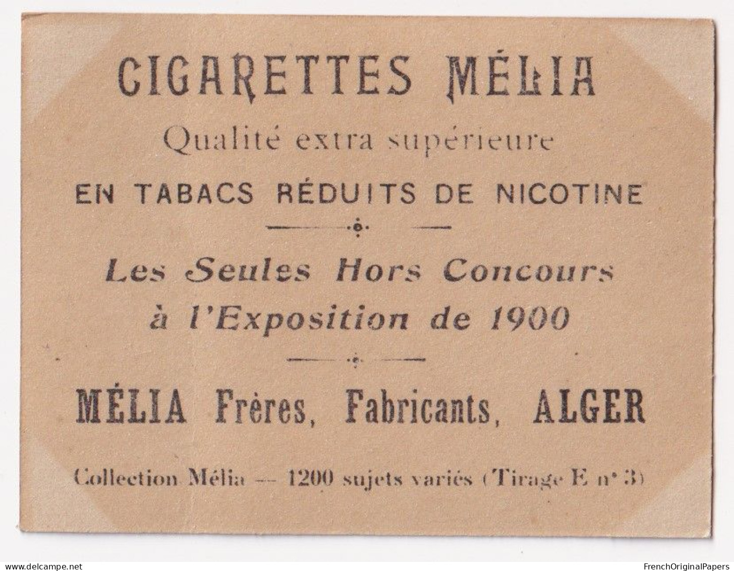 Mauresque D'Alger- Cigarettes Mélia 1910 Photo Femme Sexy Lady Pin-up Nue Vintage érotique Sein Nu Ethnique A62-16 - Melia