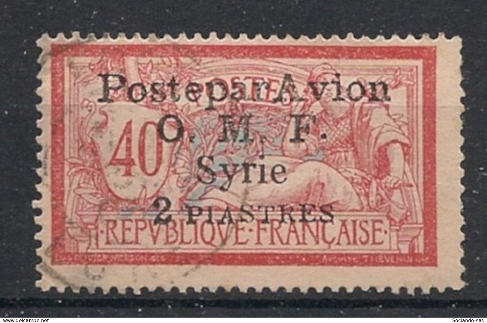 SYRIE - 1922 - PA N°YT. 10 - Type Merson 2pi Sur 40c Rouge - Oblitéré / Used - Usati