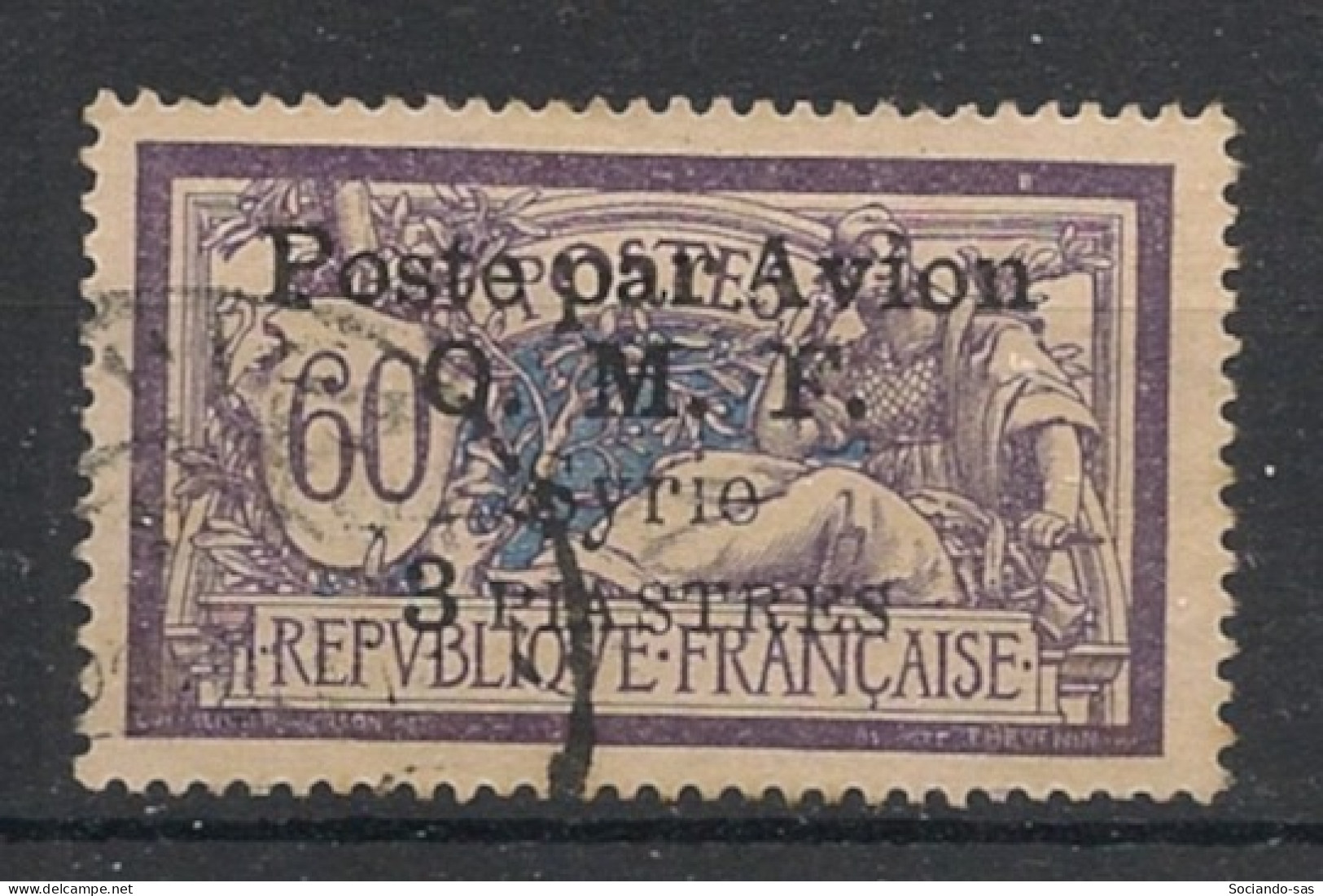 SYRIE - 1922 - PA N°YT. 11 - Type Merson 3pi Sur 60c Violet - Oblitéré / Used - Used Stamps