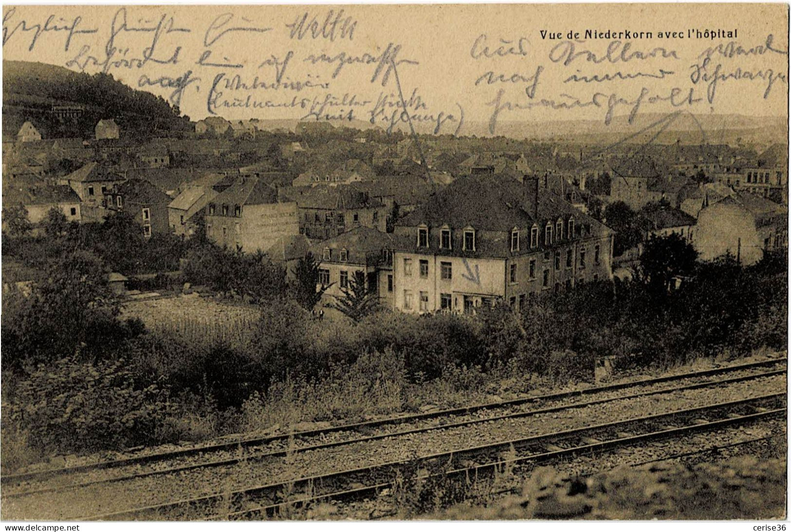 Vue De Niederkorn Avec L'Hôpital Circulée En 1940 - Esch-sur-Alzette