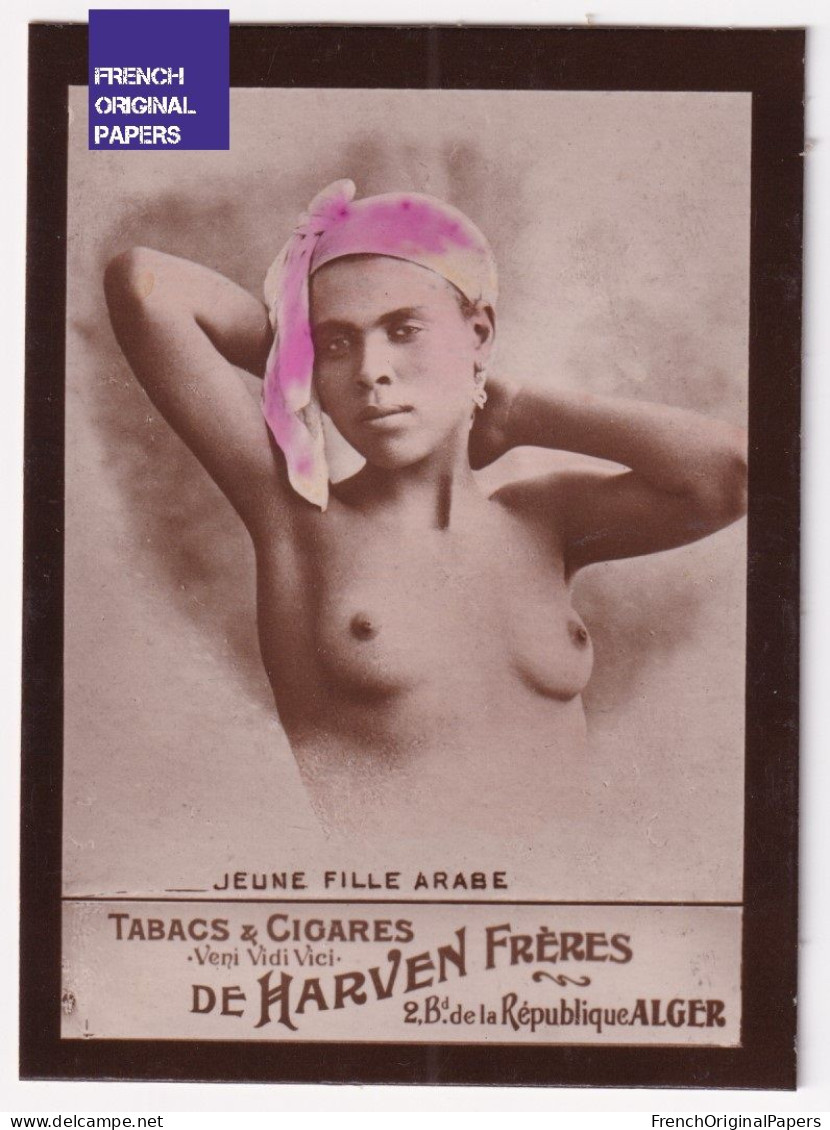 Jeune Fille Arabe -Cigarettes De Harven 1910 Photo Femme Sexy Pin-up Nue Vintage érotique Sein Nu Ethnique Alger A62-17 - Otras Marcas