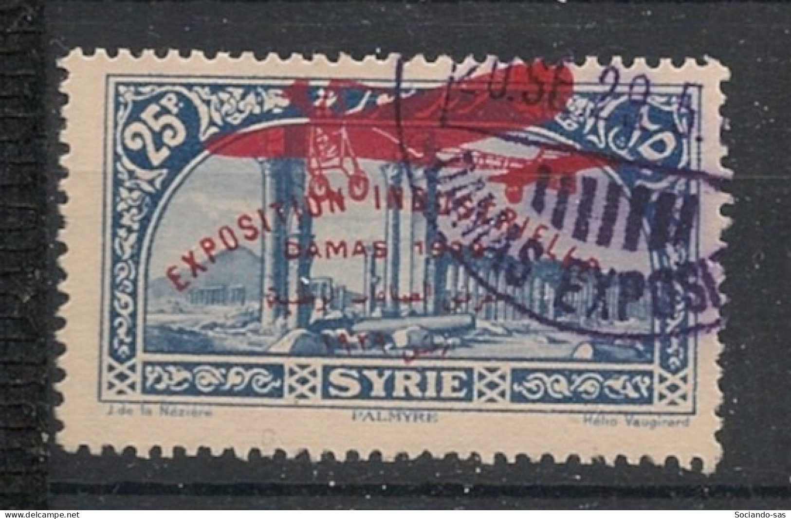 SYRIE - 1929 - PA N°YT. 49 - Exposition De Damas 25pi Bleu - Oblitéré / Used - Usati