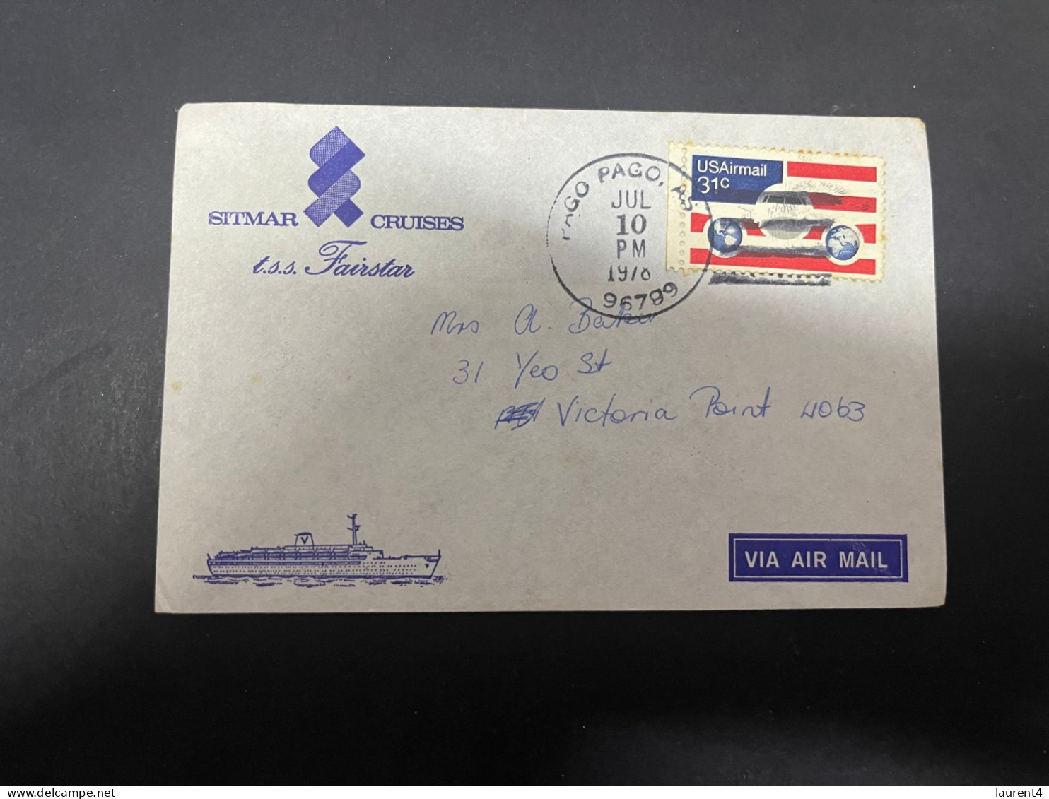 4-5-2024 (4 Z 9) Letter Posted From Pago Pago (TSS Fairstar) To Australia ? In 1978 - Samoa Americana