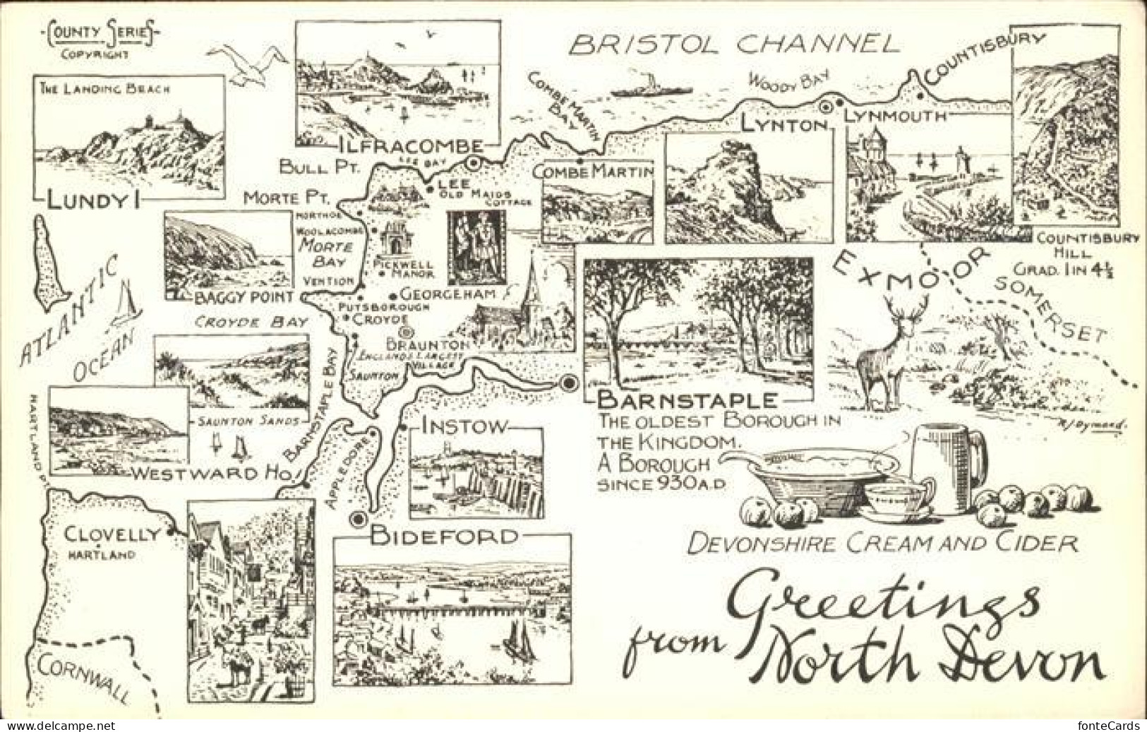 11752232 North Devon Attractions Of The Disctrict Bristol Channel Illustration N - Sonstige & Ohne Zuordnung