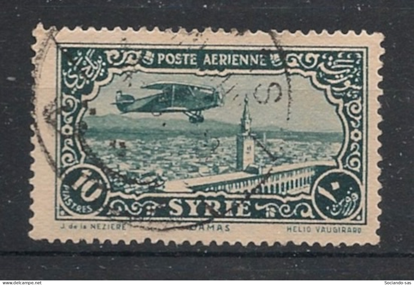 SYRIE - 1930 - PA N°YT. 55 - Avion 10pi Vert-bleu - Oblitéré / Used - Usati