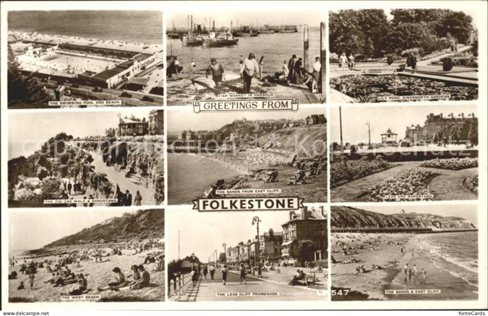 11752141 Folkestone Swimming Pool Beach Fish Market Harbour Lily Pond Gardens Le - Andere & Zonder Classificatie