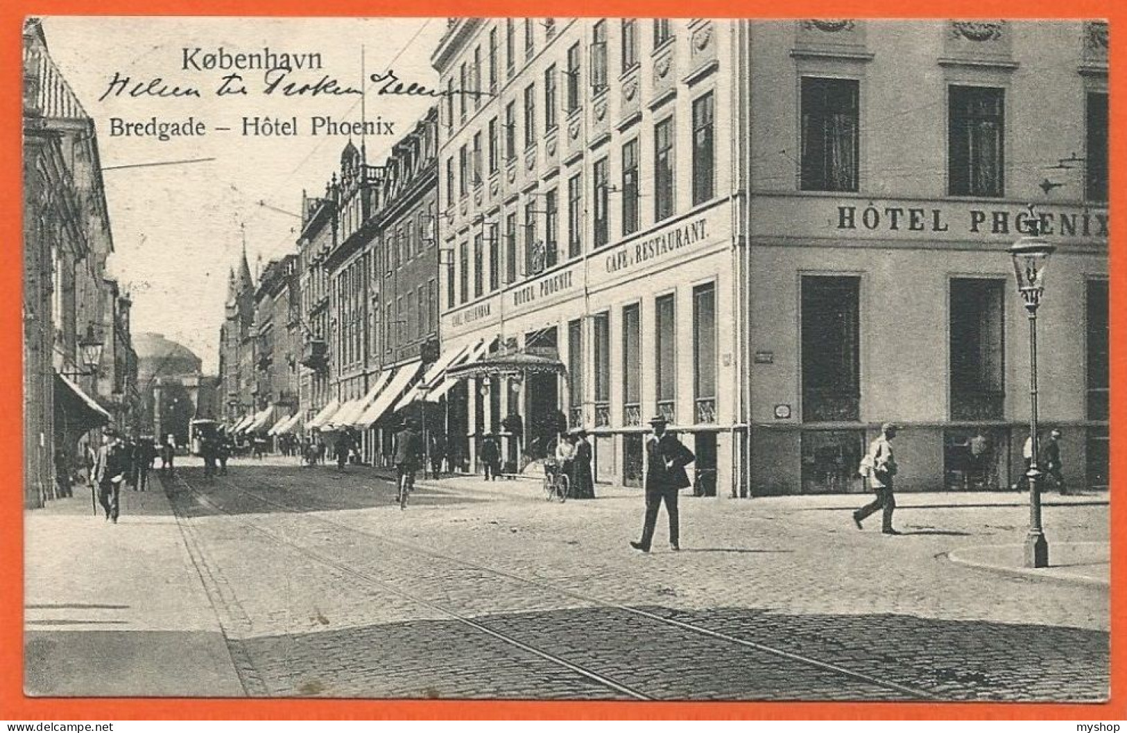 DK134_*   KØBENHAVN BREDGADE * HOTEL PHOENIX *with PEOPLE & TRAMWAY * SENT 1907 - Danemark