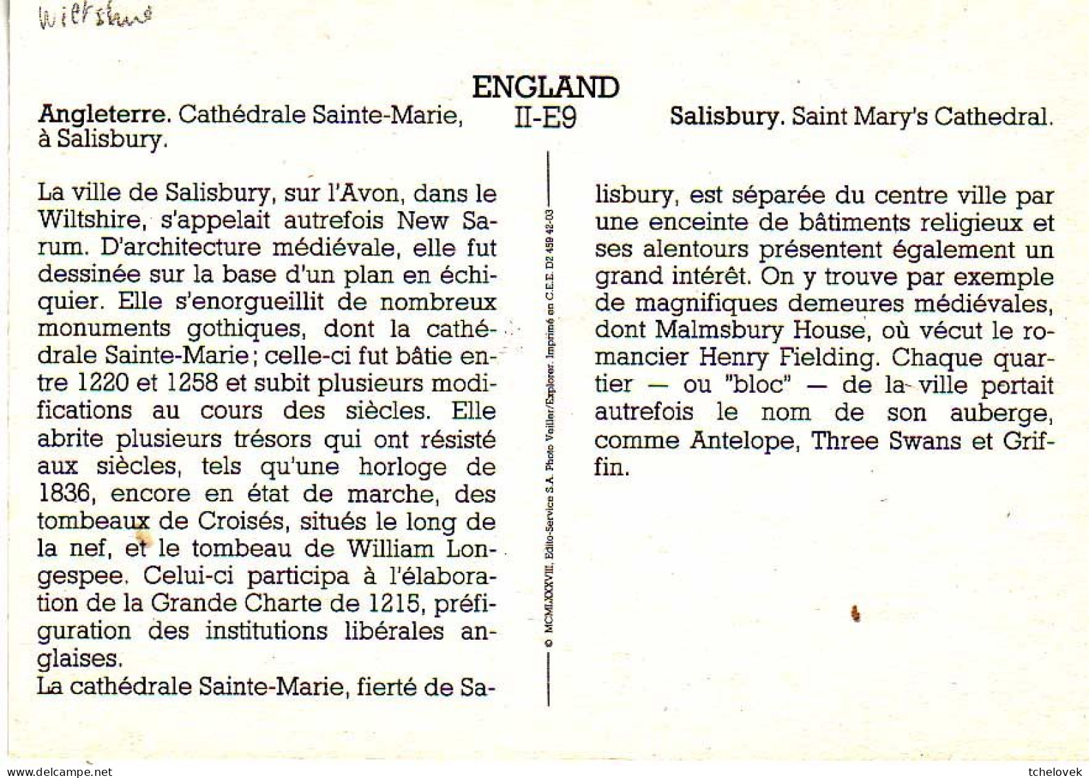 (99). GB. Wiltshgire. Salisbury - Salisbury