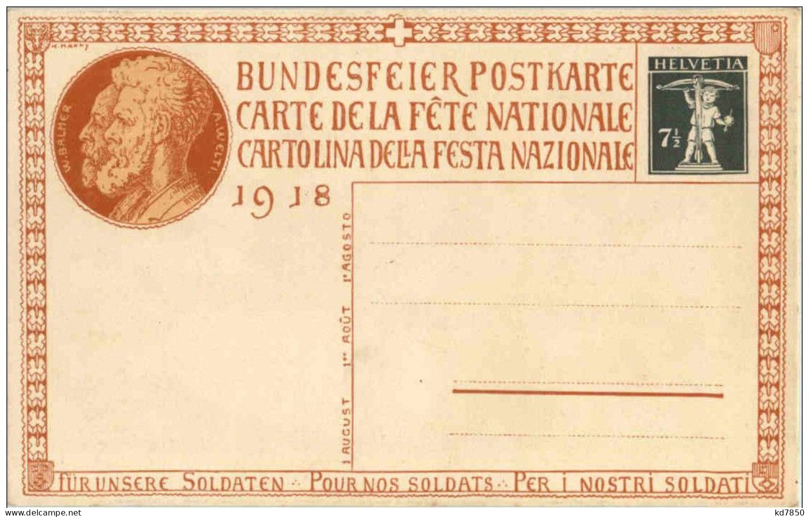 Bundesfeier Postkarte 1918 - Andere & Zonder Classificatie