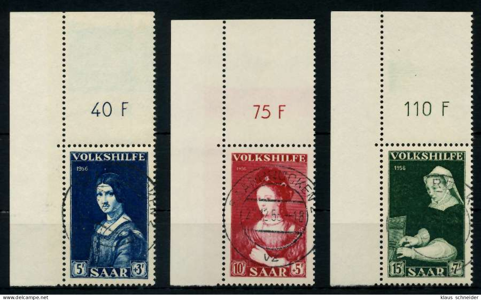 SAARLAND 1956 Nr 376-378 Zentrisch Gestempelt ECKE-OLI X79C3D6 - Used Stamps