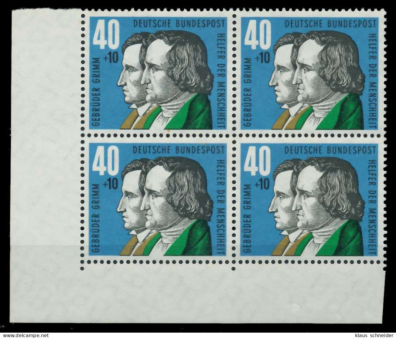BRD 1959 Nr 325 Postfrisch VIERERBLOCK ECKE-ULI X7E841A - Unused Stamps