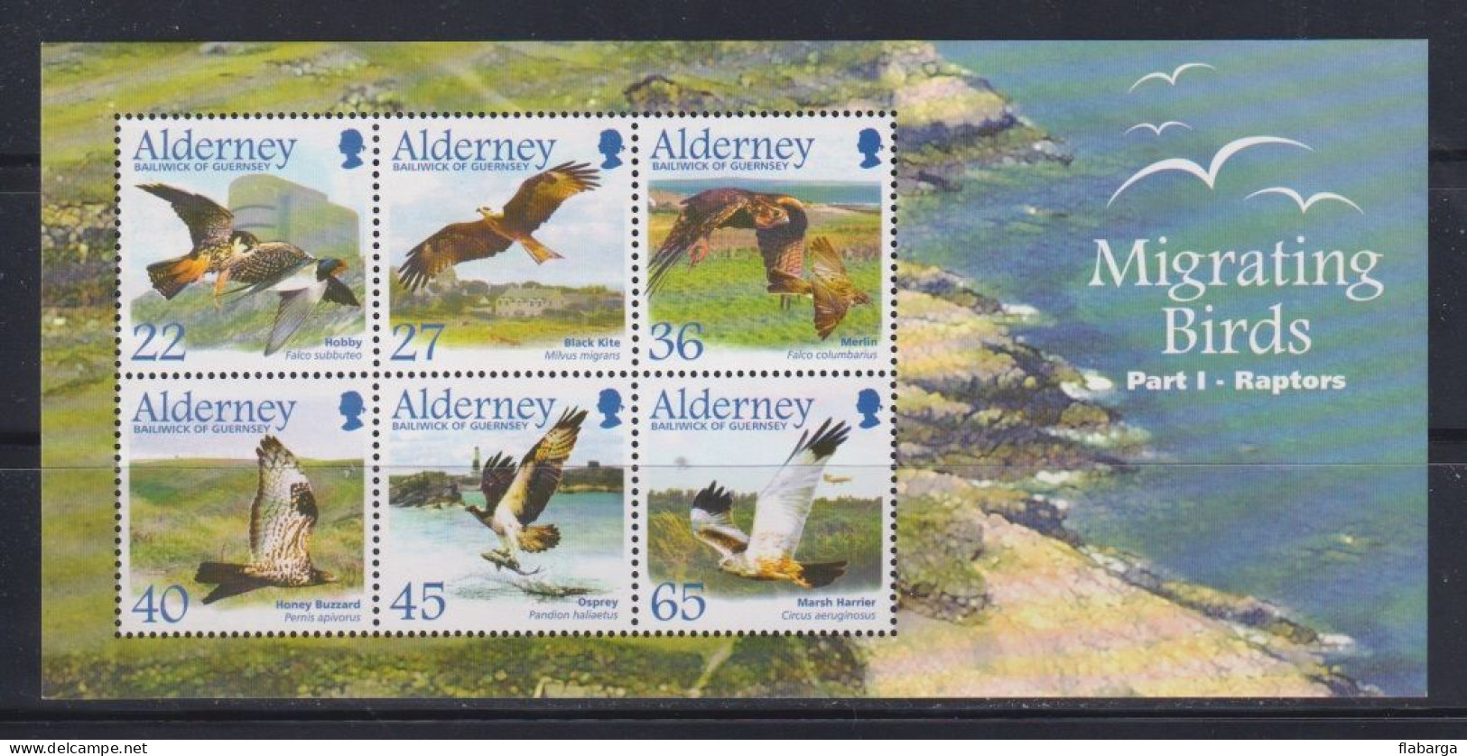 Año 2002 Yvert Hoja 12 (nº189/4) Fauna Pajaros Migratorios (I) - Alderney