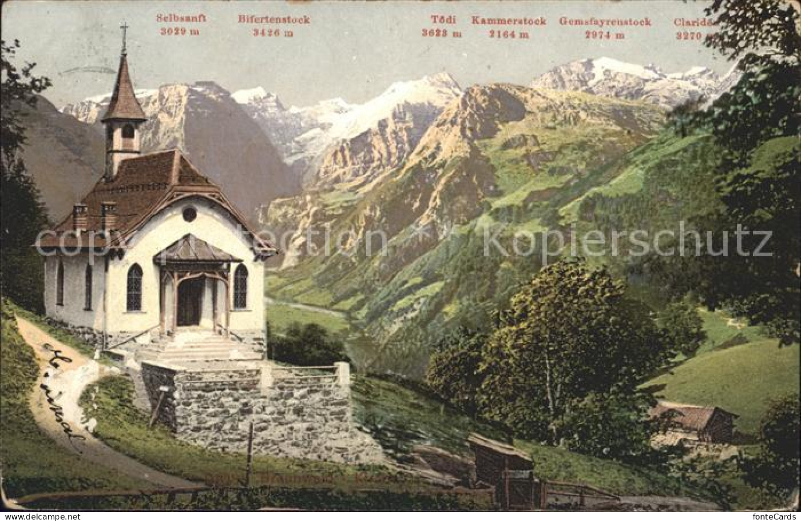 11751488 Braunwald GL Kirche Alpenpanorama Braunwald - Other & Unclassified