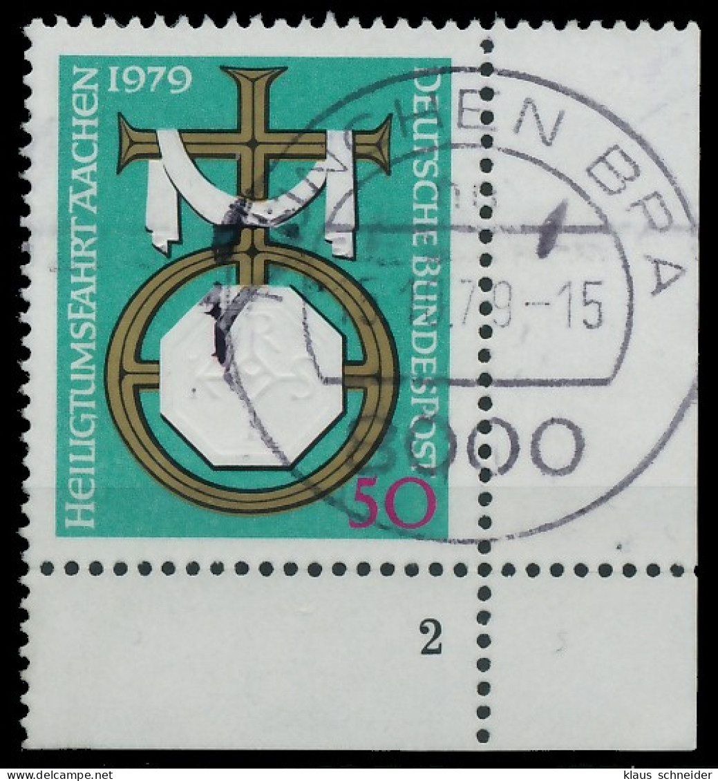 BRD BUND 1979 Nr 1017 Zentrisch Gestempelt FORMNUMMER 2 X3D6CE2 - Used Stamps