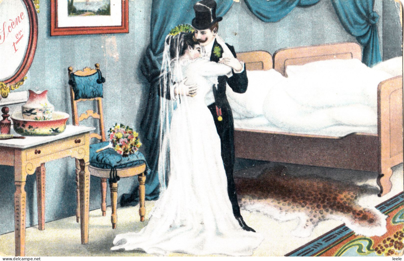 F73. Vintage French Postcard. Married Couple On Wedding Night. - Couples