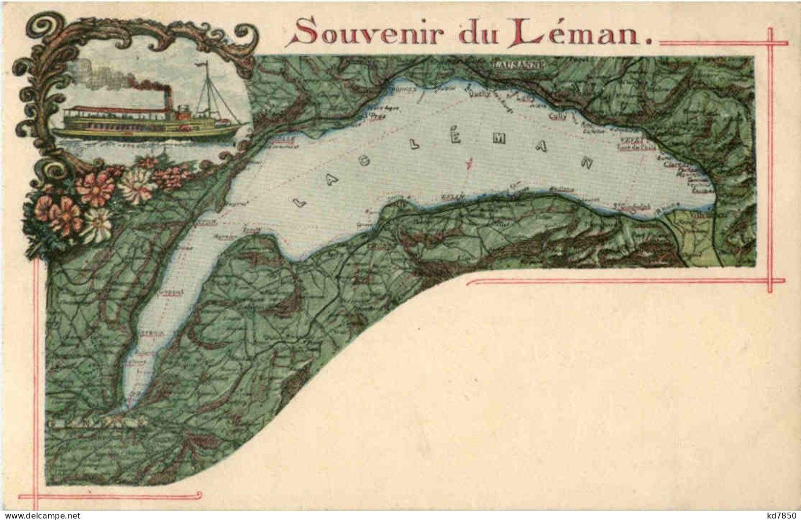 Souvenir De Lac Leman - Litho - Sonstige & Ohne Zuordnung
