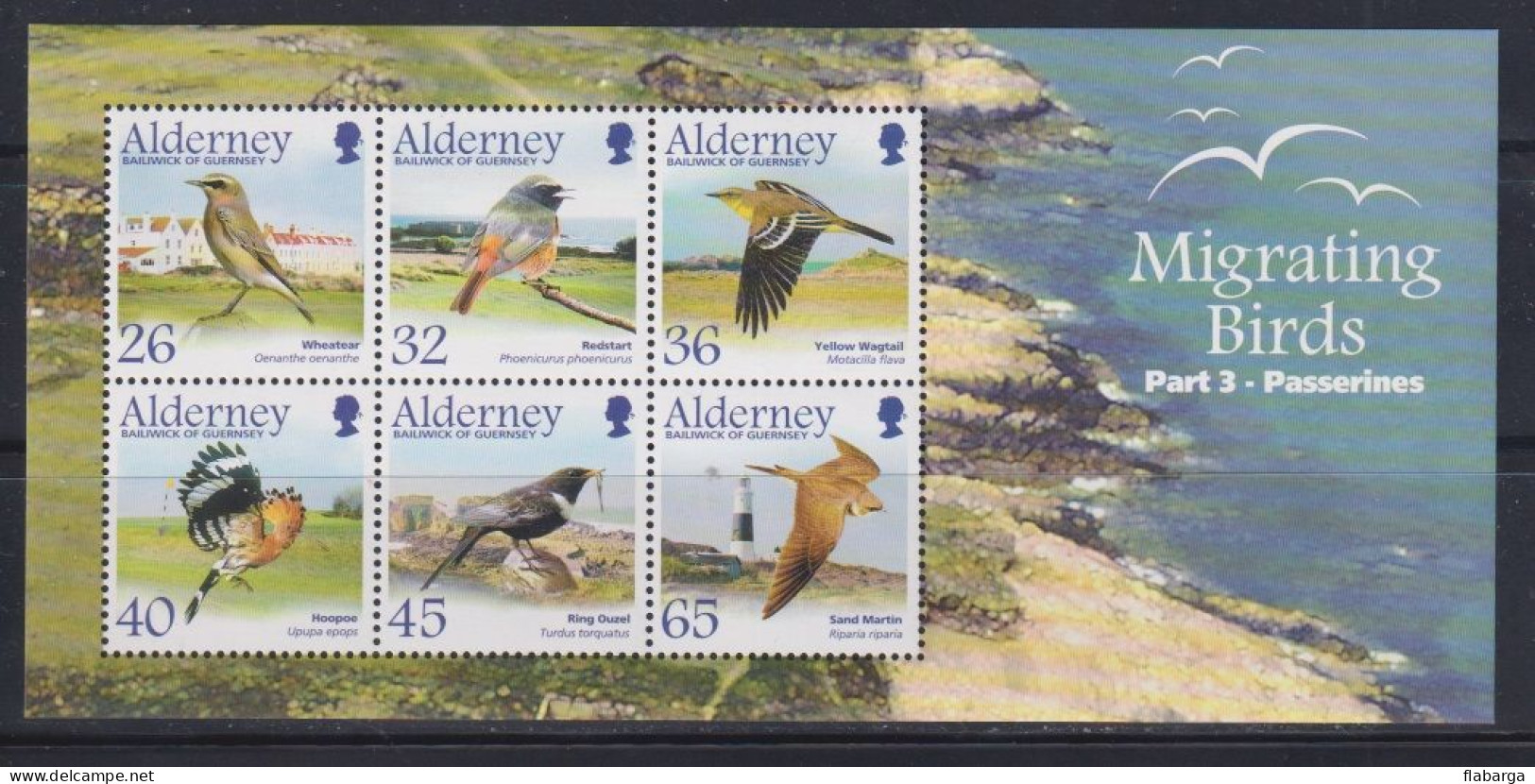 Año 2004 Yvert Hoja 15 (nº237/2) Fauna Pajaros Migratorios (III) - Alderney