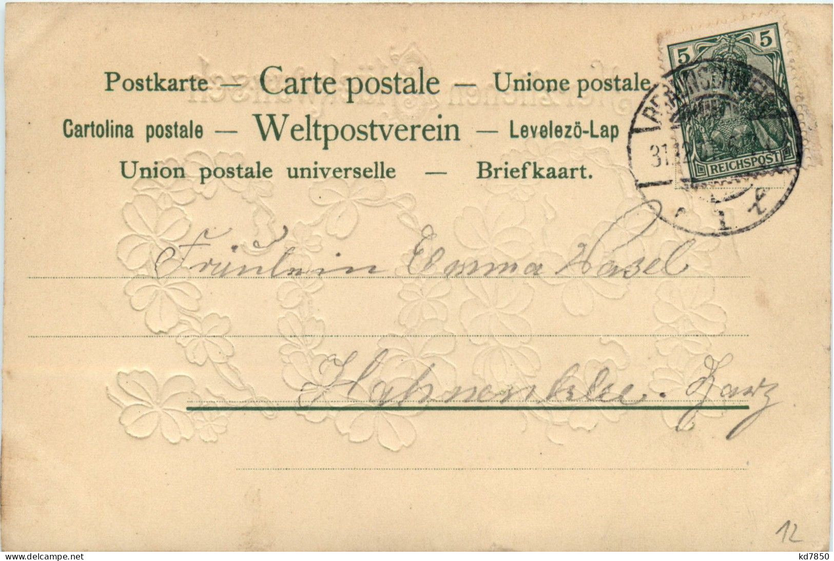 Neujahr - Jahreszahl 1902 - Prägekarte - Nouvel An