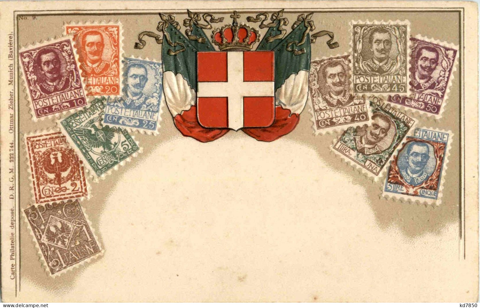 Italy - Briefmarken - Stamps - Prägekarte - Stamps (pictures)