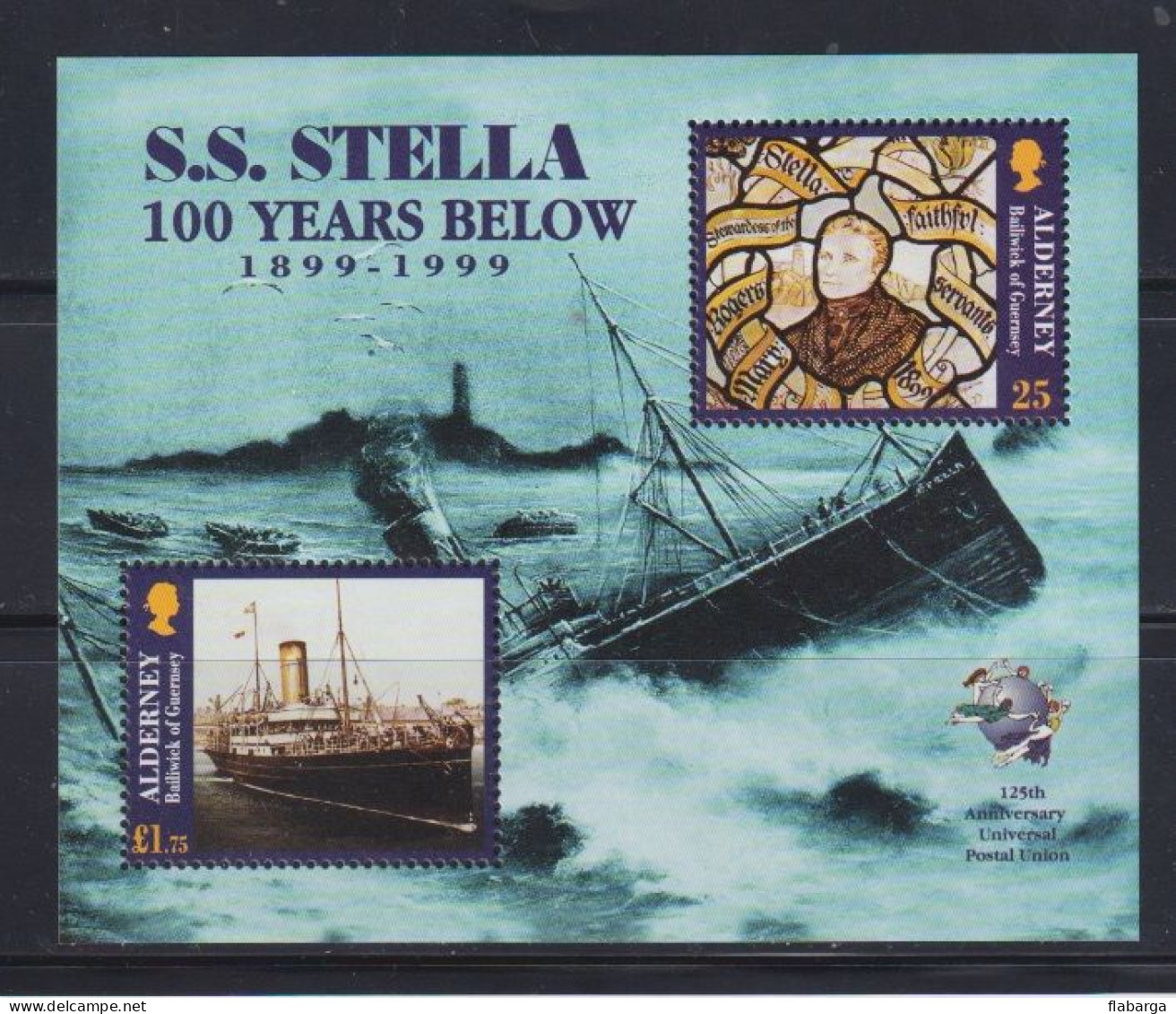 Año 1999 Yvert Hoja 5 (nº130/1) Centenario Naufragio "Stella" - Alderney
