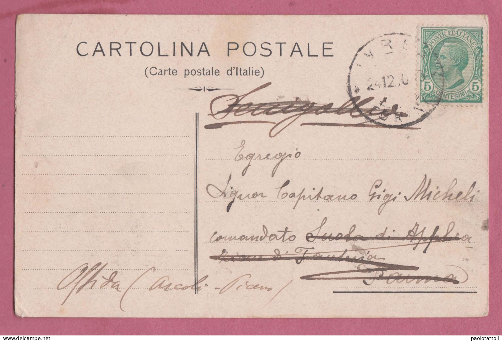 Cuorgnè. Coillegio Convitto Giusto Morgando- Small Size , Divided Back, Cancelled And Mailed To Parma On 24.12.1910 - Other & Unclassified