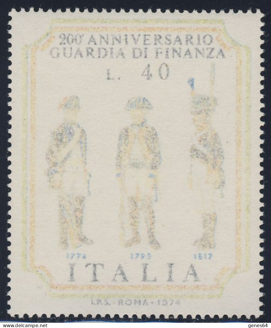 1974 - Varietà - Guardia Di Finanza L.40 Con Stampa Evanescente - Nuovo MNH - Raro  (1 Immagine) - Variedades Y Curiosidades