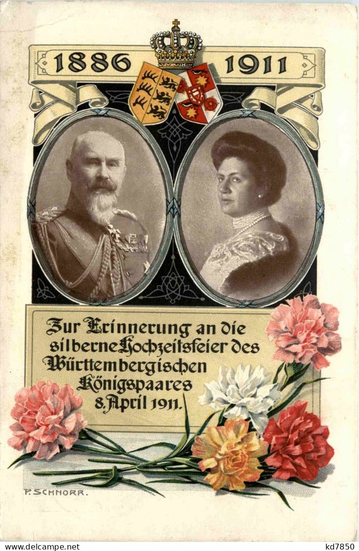 Silberhochzeit Würrtembergisches Königspaar 1911 - Ganzsache - Familias Reales